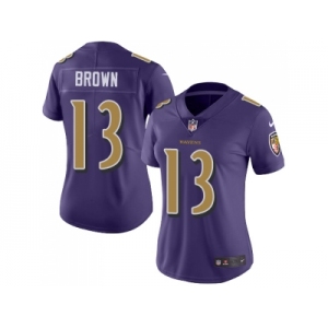 Women Nike Baltimore Ravens #13 John Brown Purple Stitched NFL Limited Rush Jersey