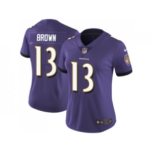 Women Nike Baltimore Ravens #13 John Brown Purple Team Color Stitched NFL Vapor Untouchable Limited Jersey