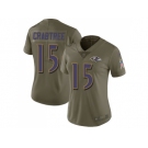 Women Nike Baltimore Ravens #15 Michael Crabtree Olive Stitched NFL Limited 2017 Salute to Service Jersey