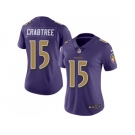 Women Nike Baltimore Ravens #15 Michael Crabtree Purple Stitched NFL Limited Rush Jersey