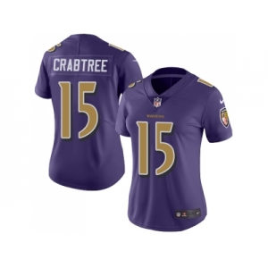 Women Nike Baltimore Ravens #15 Michael Crabtree Purple Stitched NFL Limited Rush Jersey