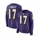 Women Nike Baltimore Ravens #17 Jordan Lasley Limited Purple Therma Long Sleeve NFL Jersey