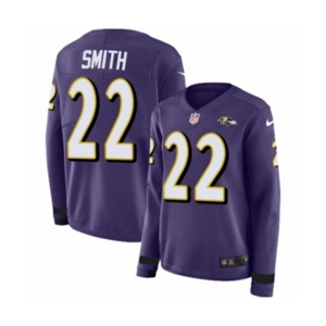 Women Nike Baltimore Ravens #22 Jimmy Smith Limited Purple Therma Long Sleeve NFL Jersey