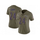 Women Nike Baltimore Ravens #24 Brandon Carr Limited Olive 2017 Salute to Service NFL Jersey