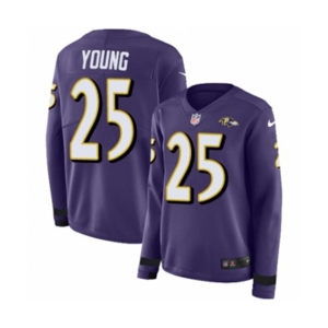 Women Nike Baltimore Ravens #25 Tavon Young Limited Purple Therma Long Sleeve NFL Jersey