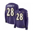 Women Nike Baltimore Ravens #28 Anthony Averett Limited Purple Therma Long Sleeve NFL Jersey