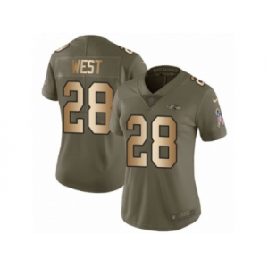 Women Nike Baltimore Ravens #28 Terrance West Limited Olive Gold Salute to Service NFL Jersey