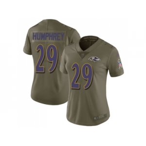 Women Nike Baltimore Ravens #29 Marlon Humphrey Olive Stitched NFL Limited 2017 Salute to Service Jersey