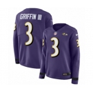 Women Nike Baltimore Ravens #3 Robert Griffin III Limited Purple Therma Long Sleeve NFL Jersey