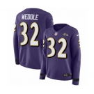 Women Nike Baltimore Ravens #32 Eric Weddle Limited Purple Therma Long Sleeve NFL Jersey