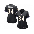 Women Nike Baltimore Ravens #34 Alex Collins Game Black Alternate NFL Jersey