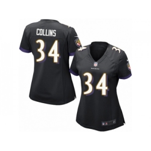 Women Nike Baltimore Ravens #34 Alex Collins Game Black Alternate NFL Jersey