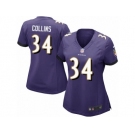 Women Nike Baltimore Ravens #34 Alex Collins Game Purple Team Color NFL Jersey