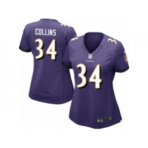 Women Nike Baltimore Ravens #34 Alex Collins Game Purple Team Color NFL Jersey