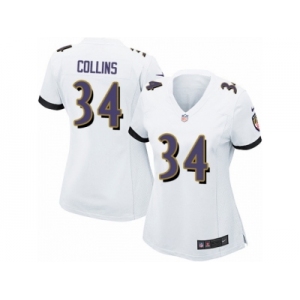 Women Nike Baltimore Ravens #34 Alex Collins Game White NFL Jersey
