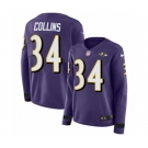 Women Nike Baltimore Ravens #34 Alex Collins Limited Purple Therma Long Sleeve NFL Jersey