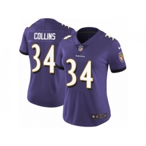 Women Nike Baltimore Ravens #34 Alex Collins Purple Team Color Vapor Untouchable Limited Player NFL Jersey