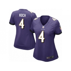 Women Nike Baltimore Ravens #4 Sam Koch Purple Team Color NFL Jersey