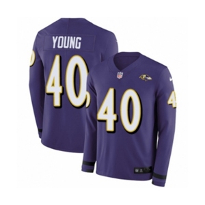Women Nike Baltimore Ravens #40 Kenny Young Limited Purple Therma Long Sleeve NFL Jersey