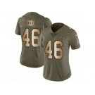 Women Nike Baltimore Ravens #46 Morgan Cox Limited Olive Gold Salute to Service NFL Jersey