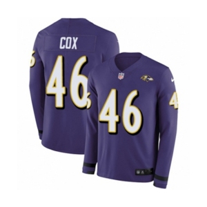 Women Nike Baltimore Ravens #46 Morgan Cox Limited Purple Therma Long Sleeve NFL Jersey