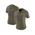 Women Nike Baltimore Ravens #46 Morgan Cox Olive Stitched NFL Limited 2017 Salute to Service Jersey