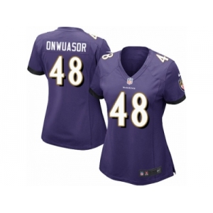 Women Nike Baltimore Ravens #48 Patrick Onwuasor Game Purple Team Color NFL Jersey