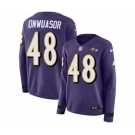 Women Nike Baltimore Ravens #48 Patrick Onwuasor Limited Purple Therma Long Sleeve NFL Jersey