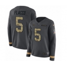 Women Nike Baltimore Ravens #5 Joe Flacco Limited Black Salute to Service Therma Long Sleeve NFL Jersey