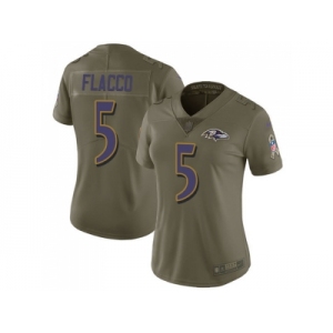 Women Nike Baltimore Ravens #5 Joe Flacco Olive Stitched NFL Limited 2017 Salute to Service Jersey