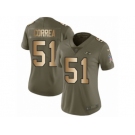 Women Nike Baltimore Ravens #51 Kamalei Correa Limited Olive Gold Salute to Service NFL Jersey