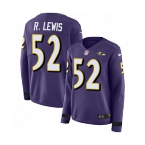 Women Nike Baltimore Ravens #52 Ray Lewis Limited Purple Therma Long Sleeve NFL Jersey