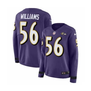 Women Nike Baltimore Ravens #56 Tim Williams Limited Purple Therma Long Sleeve NFL Jersey