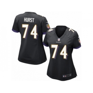 Women Nike Baltimore Ravens #74 James Hurst Game Black Alternate NFL Jersey