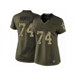 Women Nike Baltimore Ravens #74 James Hurst Limited Green Salute to Service NFL Jersey