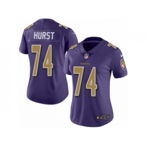 Women Nike Baltimore Ravens #74 James Hurst Limited Purple Rush Vapor Untouchable NFL Jersey