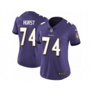 Women Nike Baltimore Ravens #74 James Hurst Purple Team Color Vapor Untouchable Limited Player NFL Jersey