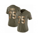 Women Nike Baltimore Ravens #75 Jonathan Ogden Limited Olive Gold Salute to Service NFL Jersey