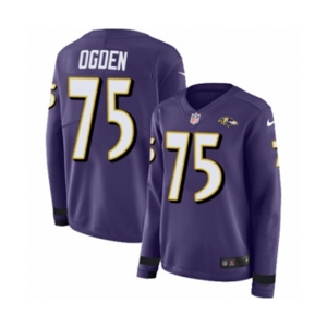 Women Nike Baltimore Ravens #75 Jonathan Ogden Limited Purple Therma Long Sleeve NFL Jersey