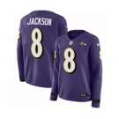 Women Nike Baltimore Ravens #8 Lamar Jackson Limited Purple Therma Long Sleeve NFL Jersey