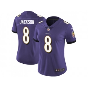 Women Nike Baltimore Ravens #8 Lamar Jackson Purple Team Color Stitched NFL Vapor Untouchable Limited Jersey