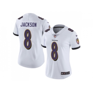 Women Nike Baltimore Ravens #8 Lamar Jackson White Stitched NFL Vapor Untouchable Limited Jersey