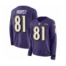 Women Nike Baltimore Ravens #81 Hayden Hurst Limited Purple Therma Long Sleeve NFL Jersey