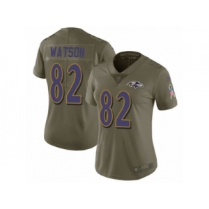 Women Nike Baltimore Ravens #82 Benjamin Watson Limited Olive 2017 Salute to Service NFL Jersey