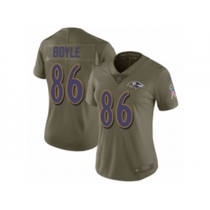 Women Nike Baltimore Ravens #86 Nick Boyle Limited Olive 2017 Salute to Service NFL Jersey