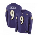 Women Nike Baltimore Ravens #9 Justin Tucker Limited Purple Therma Long Sleeve NFL Jersey