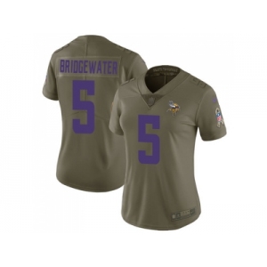 Women Nike Minnesota Vikings #5 Teddy Bridgewater Olive Stitched NFL Limited 2017 Salute to Service Jersey