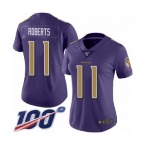 Women's Baltimore Ravens #11 Seth Roberts Limited Purple Rush Vapor Untouchable 100th Season Football Jersey