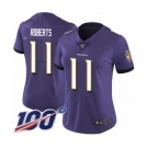 Women's Baltimore Ravens #11 Seth Roberts Purple Team Color Vapor Untouchable Limited Player 100th Season Football Jersey