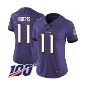 Women's Baltimore Ravens #11 Seth Roberts Purple Team Color Vapor Untouchable Limited Player 100th Season Football Jersey